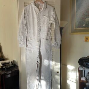 free people worksuit jumpsuit coveralls cream flax canvas